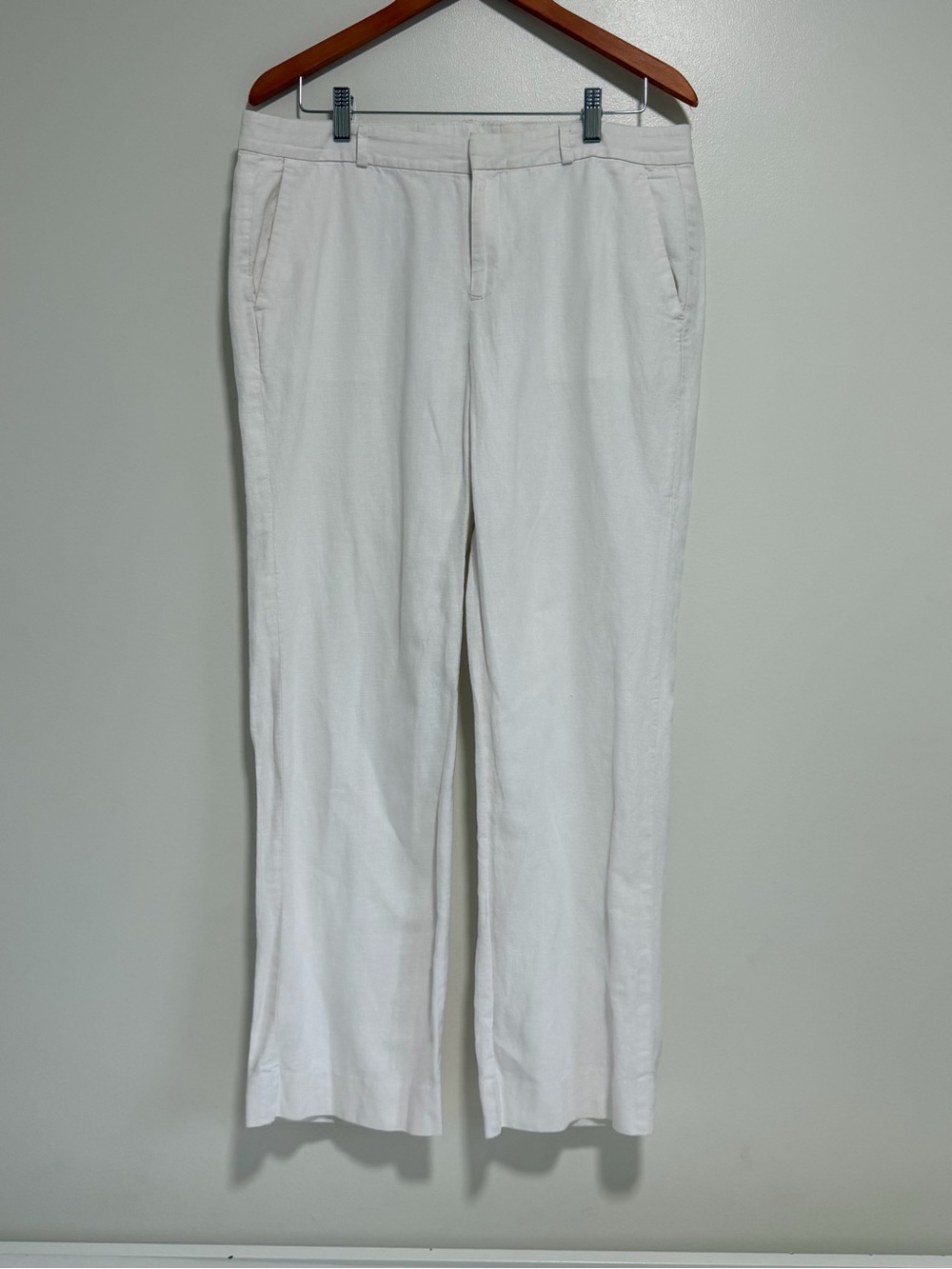 White Linen Cotton Blend Pants Size 8 Coastal Summer